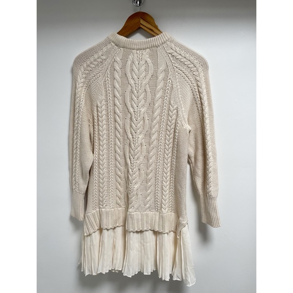 Anthropologie Cream Knit Dress with Ruffle Hem - Picture 4 of 4
